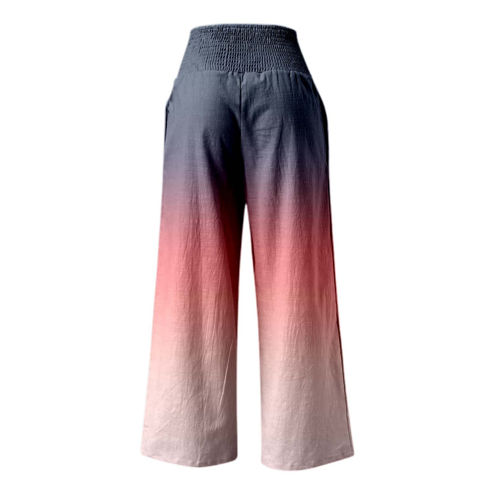 thumbnail image 5 of Pantalones anchos de cintura alta con estampado veraniego para mujer: cintura alta estilizada, bolsillos ocultos funcionales, transformación de moda para múltiples ocasiones., 5 of 5